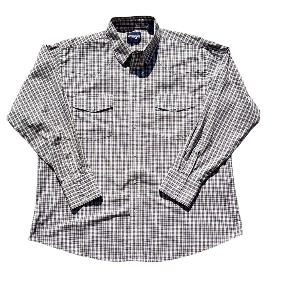 Wrangler Pearl Snap Shirt Men’s Large Black/White Western Back Yoke Button Down